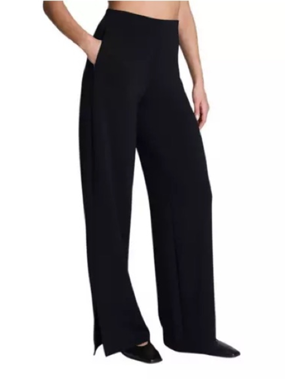 Spanx Air Essentials Wide Leg Zero Waistband Pants Very Black Small Petite NWT
